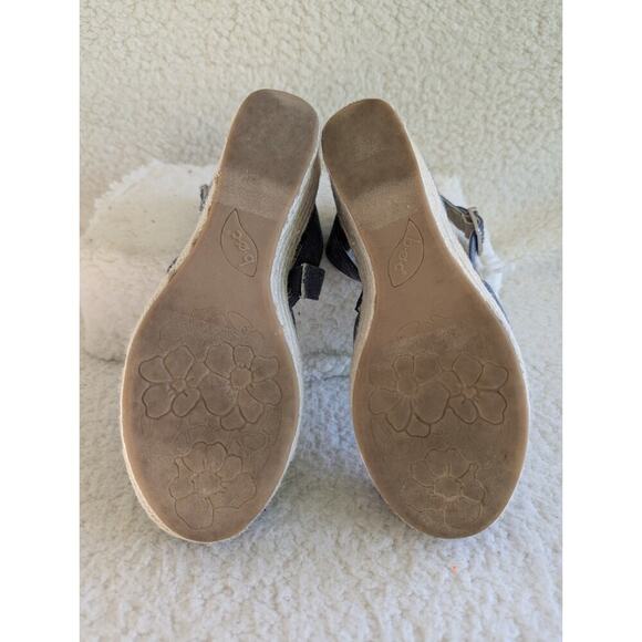 B.O.C. by Born Bree Espadrille Canvas Blue Denim Cross Ankle Straps Wedge Sz 9 - Picture 8 of 10